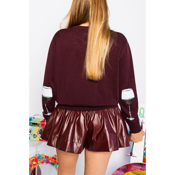 Queen of Sparkles Maroon Leather Swing Shorts Size Large - Picture 2 of 5